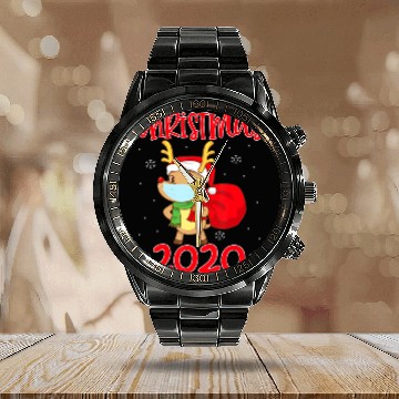 Discover Family Christmas Rudolph Reindeer Calendar Steel Band Watch
