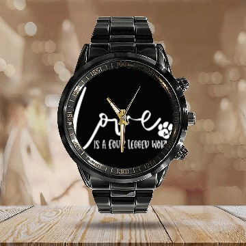 Discover Funny Love Is A Four Legged Word Dog Lovers Calendar Steel Band Watch