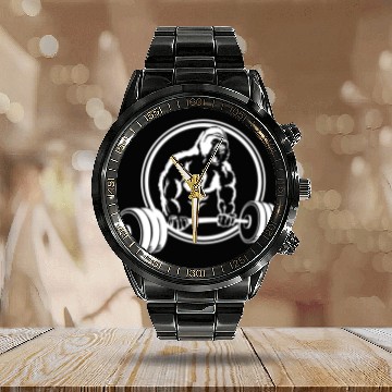 Discover Gorilla Gym Fitness Pump Monkey Scream Calendar Steel Band Watch