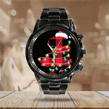 Discover Red Plaid Dinosaur T Rex Christmas Lights Pajamas Calendar Steel Band Watch