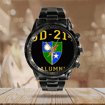 Discover US Army Ranger Veteran DD214 Alumni Logo Insignia Calendar Steel Band Watch