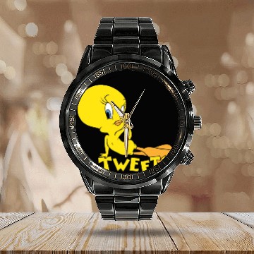 Discover Looney Tunes Tweety Bird Pose Calendar Steel Band Watch