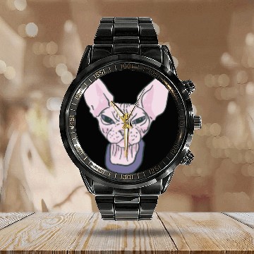 Discover grumpy catpinkGrumpy Sphinx Cat - Purple Calendar Steel Band Watch