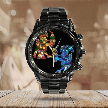 Discover Aztec God Mayan Civilization Inca Culture Gift Calendar Steel Band Watch