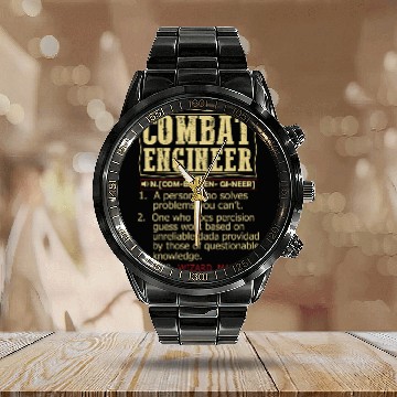 Discover Combat Engineer Dictionary Term Calendar Steel Band Watch