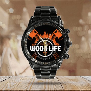 Discover Lumberjack Forester Chainsaw gift idea Calendar Steel Band Watch