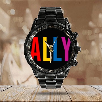 Discover Ally to LGBTQ+ Community Human Rights Advocate Calendar Steel Band Watch
