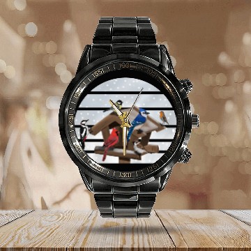 Discover Birds Bird House Cardinal Blue Jay Robin Sparrow Calendar Steel Band Watch
