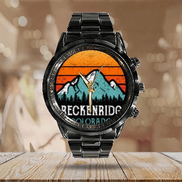 Discover Vintage Breckenridge Calendar Steel Band Watch Retro Sun Mountains