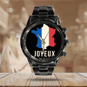Discover Bastille Day Calendar Steel Band Watch