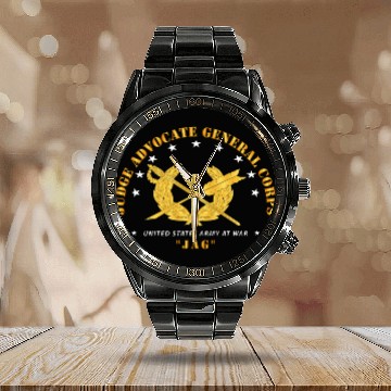 Discover Army JAG Branch Calendar Steel Band Watch