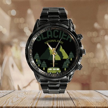 Discover Glacier National Park Montana Travel Calendar Steel Band Watch