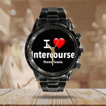 Discover I Love Intercourse Pennsylvania Calendar Steel Band Watch