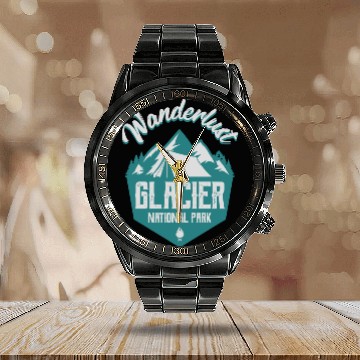 Discover Glacier National Park Calendar Steel Band Watch Vintage Glacier Park