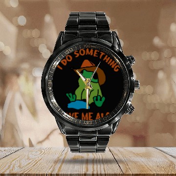 Discover frog with cowboy hat do something Calendar Steel Band Watch