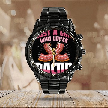 Discover Just A Girl Who Loves Bacon - Meat Calendar Steel Band Watch