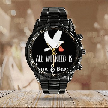 Discover Bird lover freedom Love & Peace Calendar Steel Band Watch