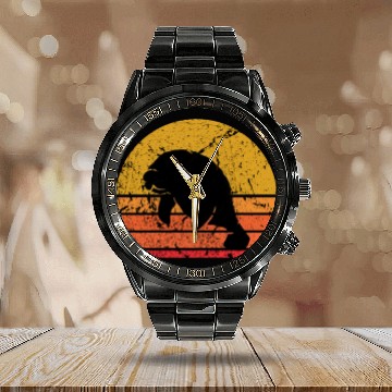 Discover Retro Sun Dugong Manatee Sea Cow Gift Calendar Steel Band Watch