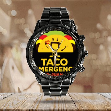 Discover Funny Mexican Tacos Calendar Steel Band Watch