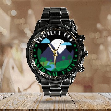 Discover Camp Lover Protect Our National Parks Mountain Nat Calendar Steel Band Watch