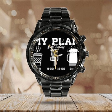 Discover My Plan For Today Coffee Disc Golf Beer Sport Goal Calendar Steel Band Watch