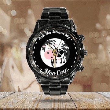 Discover Ask Me About My Moo Cow Daisy Calendar Steel Band Watch Calendar Steel Band Watch