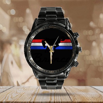 Discover Ford Bronco Logo Stripes Gift Calendar Steel Band Watch