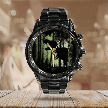 Discover T-Rex Shadow in Twilight Forest Tyrannosaurus Calendar Steel Band Watch