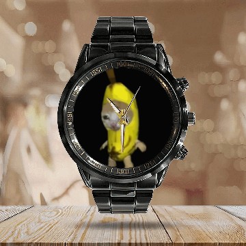 Discover Banana Cat Funny Meme Gift Calendar Steel Band Watch