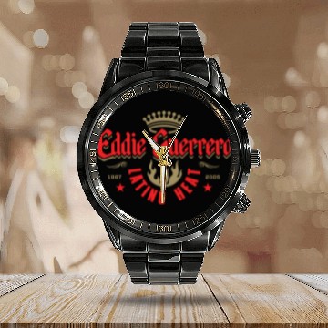 Discover Wrestling Entertainment Eddie Guerrero Crown Graphic Calendar Steel Band Watch