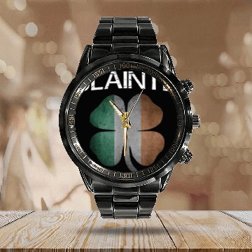 Discover Slainte Shamrock Irish Flag Patricks Day Ireland Calendar Steel Band Watch