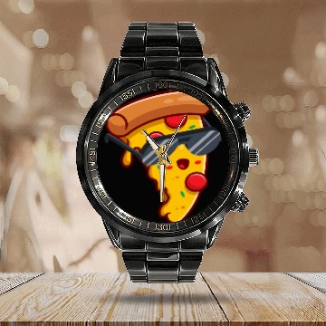 Discover Pizza Is My Everything Calendar Steel Band Watch