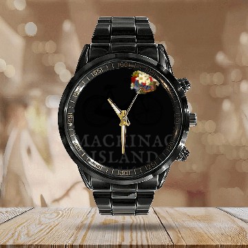 Discover Mackinac Island Bike Michigan Calendar Steel Band Watch