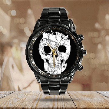 Discover Cat Skull Kitty Skeleton Grunge Style Funny Cat Bo Calendar Steel Band Watch