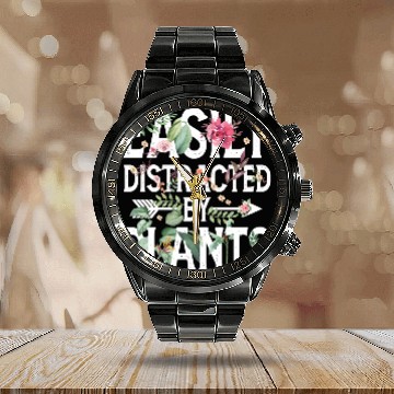 Discover Easily Distracted By Plants Calendar Steel Band Watch