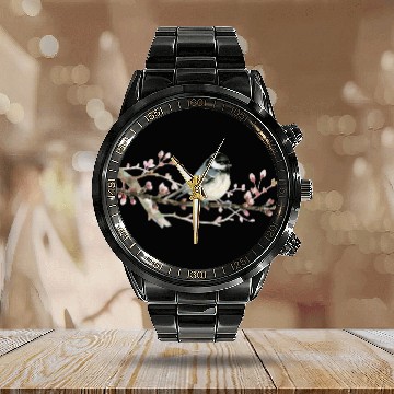 Discover Swamp Tit on A Twig - Garden Birds In Spring Calendar Steel Band Watch