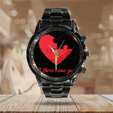 Discover Till there came you Heart Love Engagement Calendar Steel Band Watch
