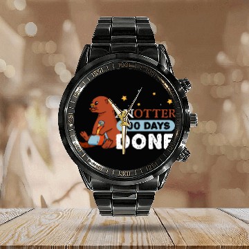 Discover Funny Cute Otter 100 Days of School Calendar Steel Band Watch