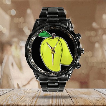 Discover Mango hand drawn fruits summer Calendar Steel Band Watch