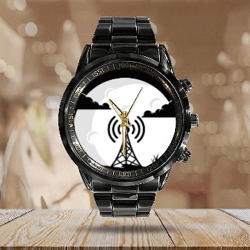 Discover Radio Moon HAM Radio Gift Radio Operator Calendar Steel Band Watch