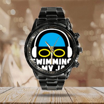 Discover Funny Swimming Swimmer Swim Calendar Steel Band Watch