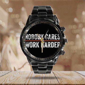 Discover Nobody Cares Work Harder Motivational Gym Workout Calendar Steel Band Watch