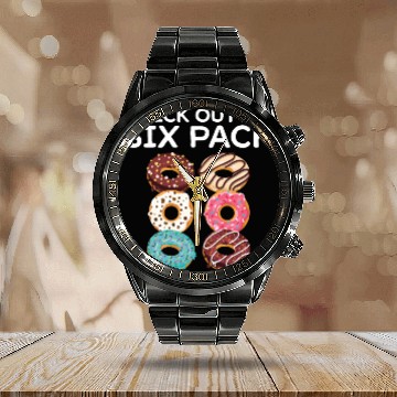 Discover Six Pack Donut Gym Abs Calories Hilarious Gift Calendar Steel Band Watch