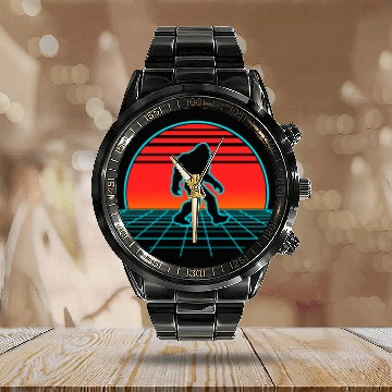 Discover Bigfoot Retro Vintage 80s Vaporwave Bears Animal L Calendar Steel Band Watch