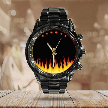 Discover circle on fire Calendar Steel Band Watch