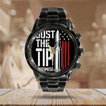 Discover Just The Tip I Promise Bullet American Flag Calendar Steel Band Watch