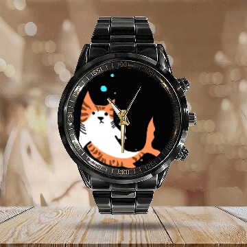 Discover Cat Fish Shark Calendar Steel Band Watch