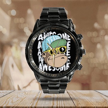 Discover awesome monkey Calendar Steel Band Watch
