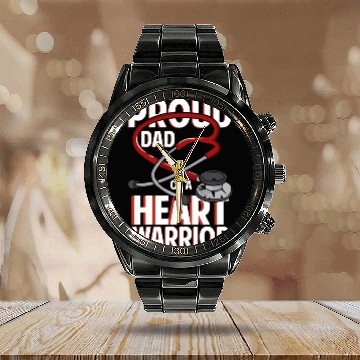 Discover Proud Dad Of A Heart Warrior Coronary Disease CHD Calendar Steel Band Watch