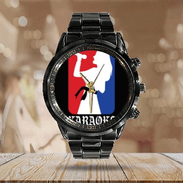 Discover Karaoke Girl Singing Music Microphone Song Gift Calendar Steel Band Watch